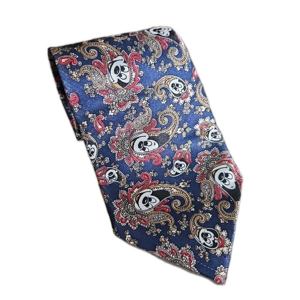 Gold City Mickey Mouse Disney Vintage Tie Necktie Silk Italy Paisley Print